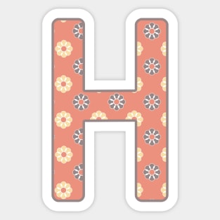 MONOGRAM LETTER H PINK FLORAL TYPOGRAPHY DESIGN Sticker